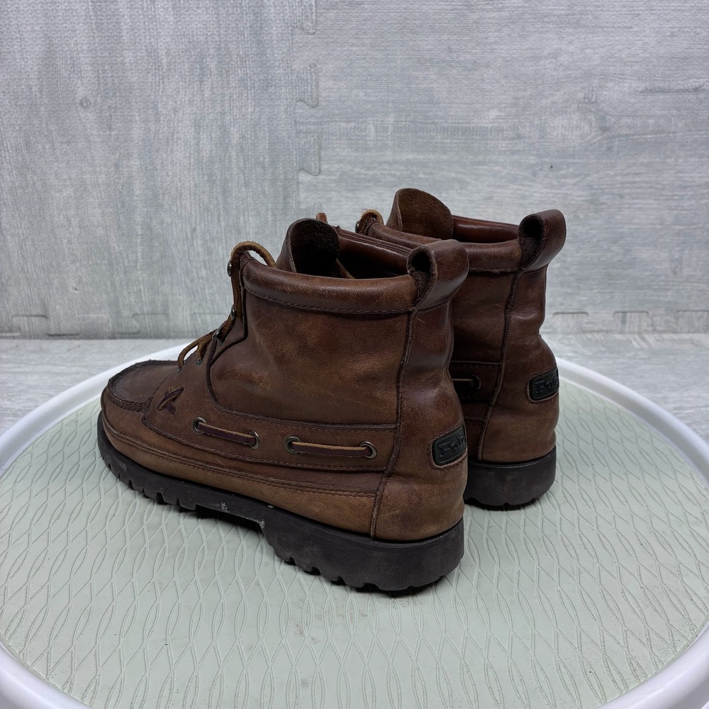 Polo Country by Ralph Lauren Brown Leather Lace-Up Moc Toe Boots - Picture 5 of 7